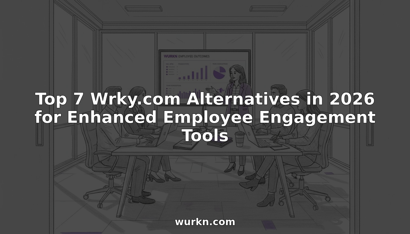 Employee team discussing engagement dashboard in office meeting