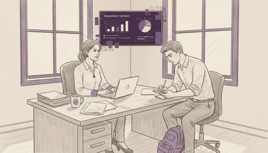 Manager and employee discuss engagement feedback