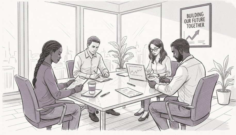 Office workers giving anonymous feedback forms